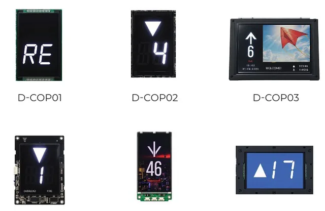 6 mẫu màn hình hiển thị trong cabin D-COP01 đến D-COP06