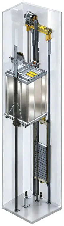 Giếng thang máy không phòng máy TEMI-MRL (hình 3D)